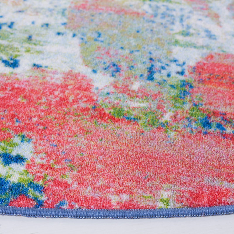 Clairan Performance Machine Washable Floral Rug, Round 6'7"