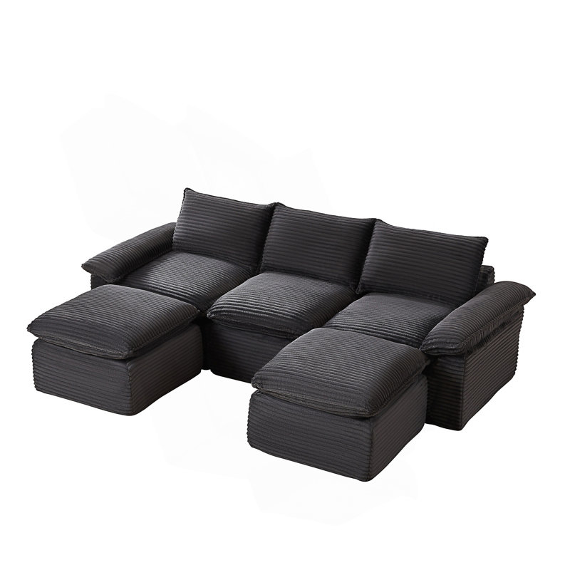 Modern Corduroy Cloud Sofa, Dark Gray Corduroy