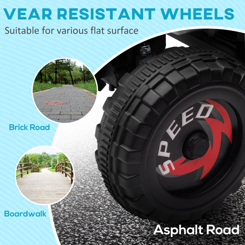 White 6V Kids ATV Quad Car with Wear-Resistant Wheels