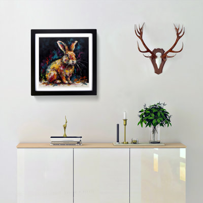 Rabbit Palette Knife No.6 - Single Picture Frame Print on Wood