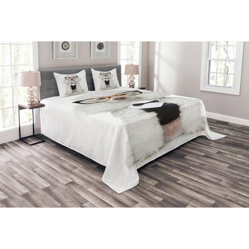 Acea Black/Grey/White Microfibre Bedspread Set, 220 x 264 cm