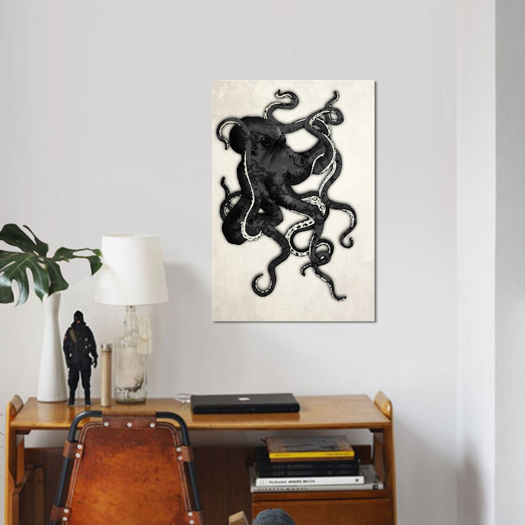 «Octopus», impression sur toile, H 12 po x l 8 po x P 0,75 po, Toile tendue, Pas de tapis