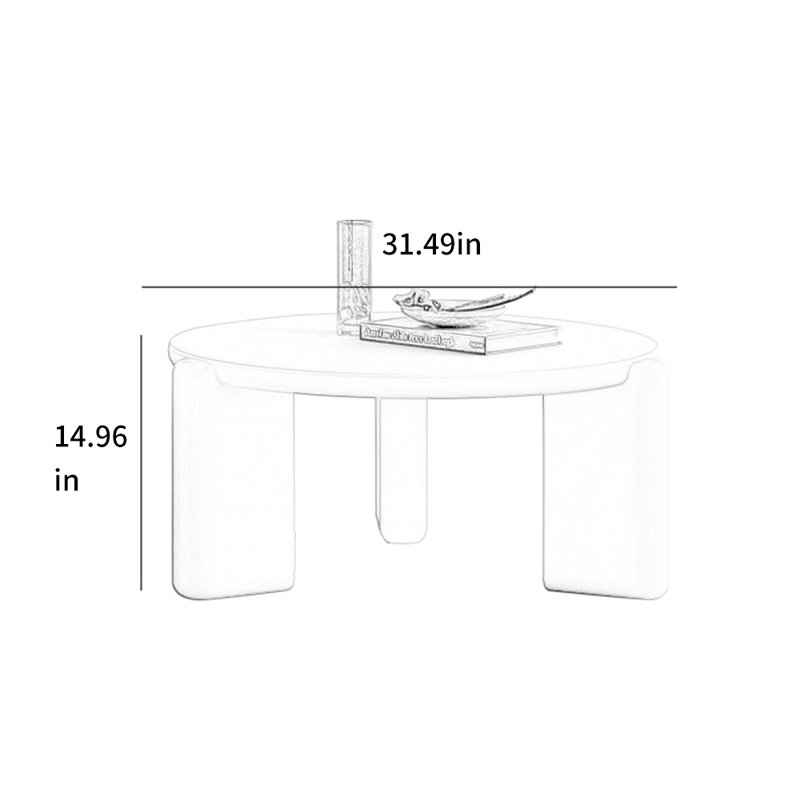 Table basse avec plateau en bois épaissi, H 14,96 po x L 31,49 po x l 31,49 po, Blanc