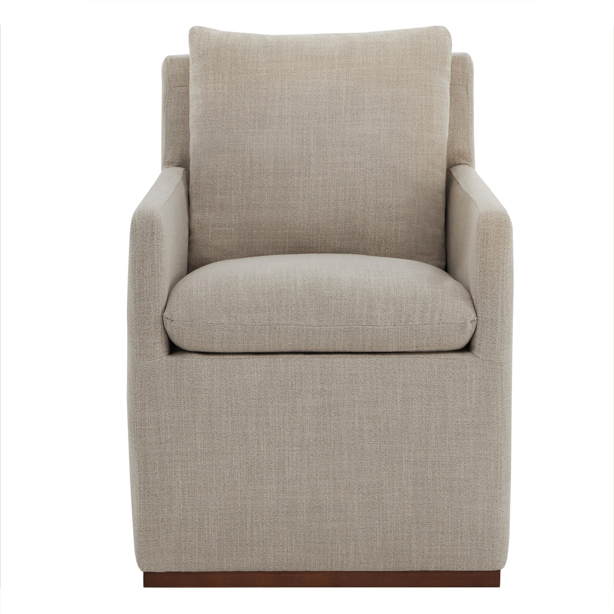 Bobbi Upholstered Dining Arm Chair, Effie Flax Performance Linen