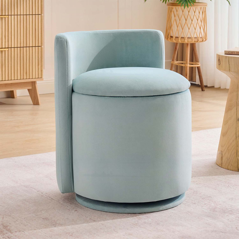 Fauteuil d'appoint pivotant avec dossier incurvé et rangement, confortable et élégant pour les espaces de vie modernes, Aqua