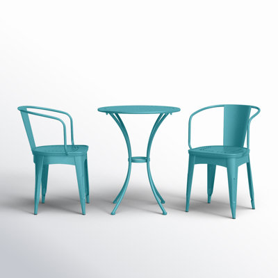 Alan 2 - Person Metal Patio Dining Set with Round Table