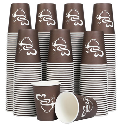 300 Count 12 Oz Paper Coffee Cups, Disposable Drinking Cups For Hot Or Cold Beverage, 12 Ounce Brown Coffee Cups For Party, Business, Travel, Picnic