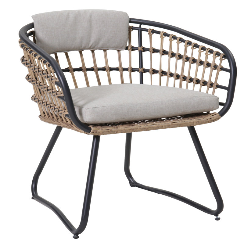 Ensemble de 2 fauteuils de patio élégants en osier avec coussins pour la pelouse et le jardin