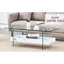 Table basse à double couche de 43,3 pouces, verre trempé, capacité de 250 lb, aspect marbre blanc, configuration à double espace, 4 options de finition, pieds en verre aéré flottant, processus d'assemblage simple,-1396911900