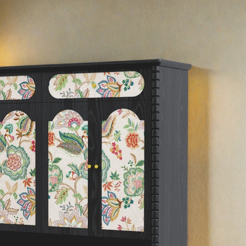 Armoire à chaussures minimaliste française à motif floral, Noir
