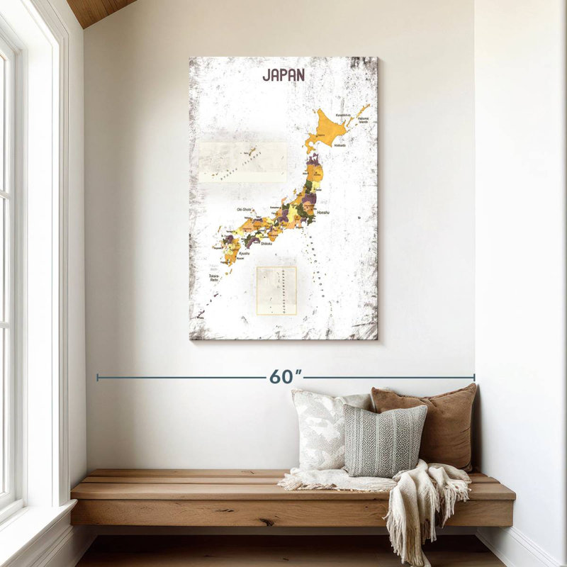 Aliaz Political Map Of Japan, 45" H x 30" W