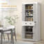 Armoire de cuisine 72 po Farmhouse, grande armoire de rangement autoportante avec 4 portes à fermeture douce, 2 tablettes réglables et un tiroir pour la salle à manger