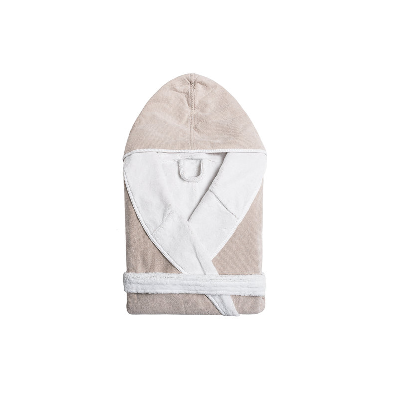 100% Cotton Girl / Woman+ Mid-Calf Bathrobe with Pockets and Hood, L, Mustard