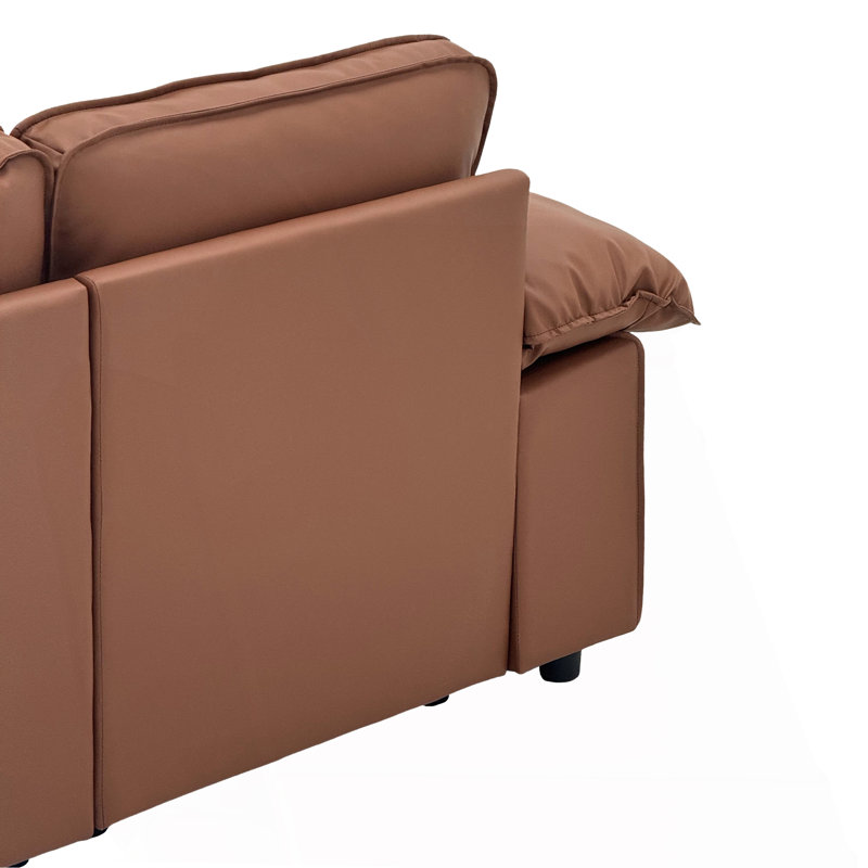 Canapé de rangement 78,74 po en similicuir brun, canapé 2 places avec compartiment caché pour petite causeuse moderne pour salon, appartement, chambre à coucher ou bureau