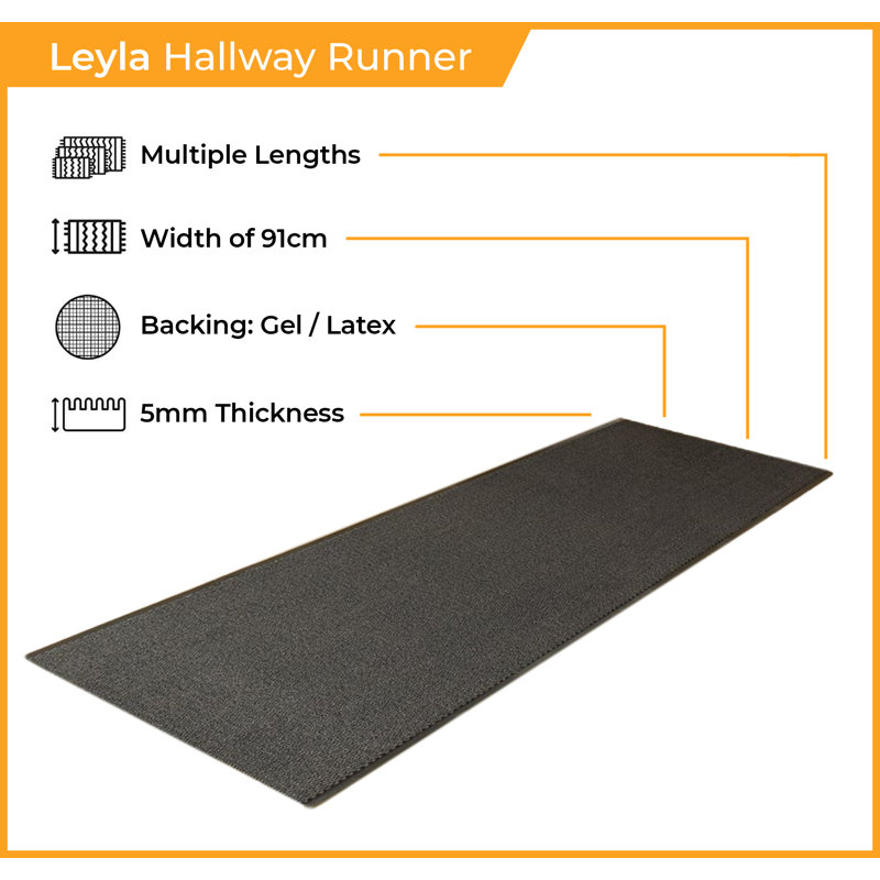 Runner Solid Colour Looped / Hooked Area Rug, Runner 91 x 180 cm