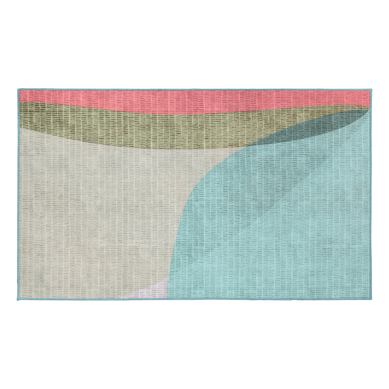 Cove Green Performance Flatweave Washable Abstract Indoor / Outdoor Rug, Rectangle 3' x 5'