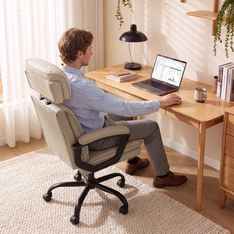 Rebrilliant Foam Padding Office Chair, Beige