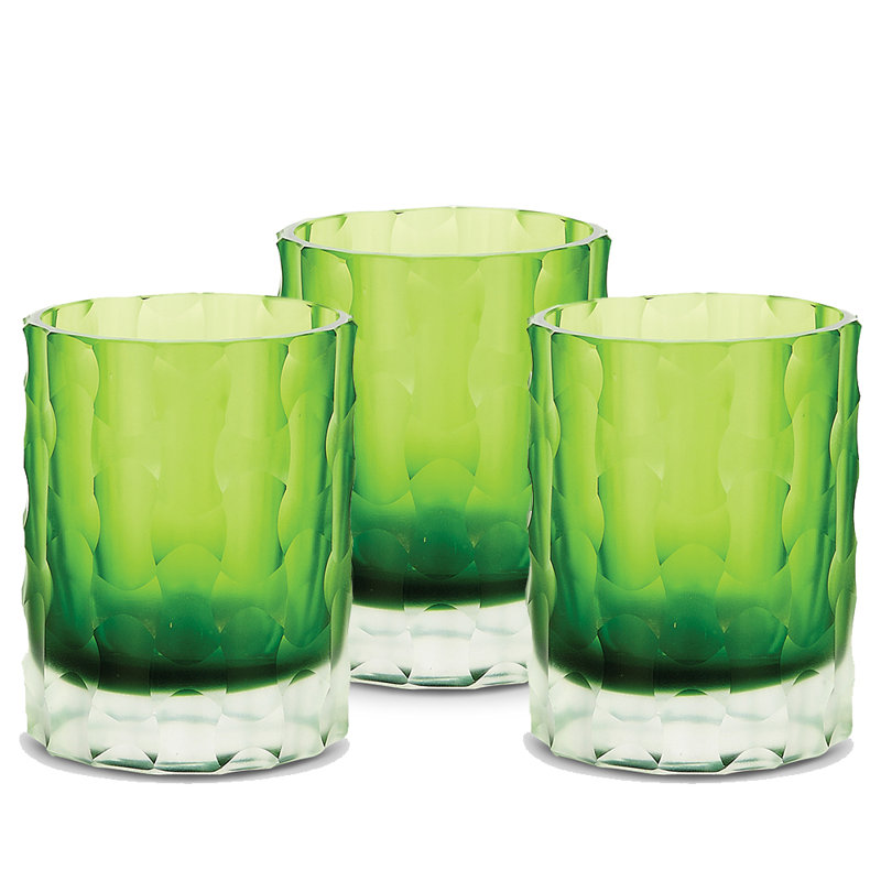 4'' H Glass Tabletop Votive Holder, Green