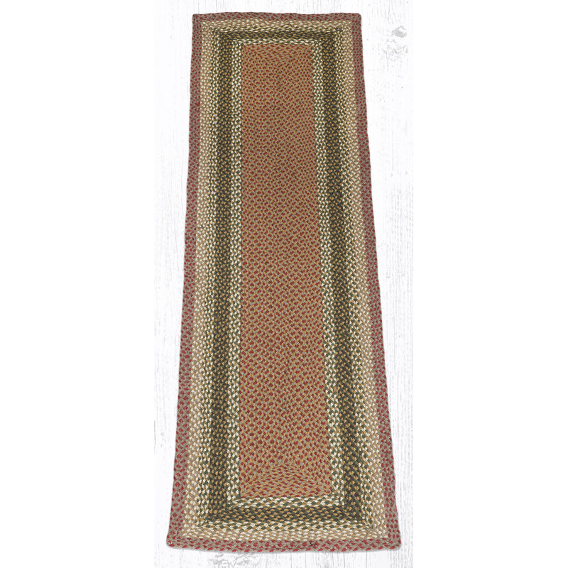 Earth Rugs Olive/ Burgundy/ Gray Oblong Braided Jute Rug – Rustic Farmhouse Handcrafted Accent Rug for Kitchen or Hallway