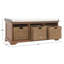 Banc de rangement rembourré en similicuir Aniella, 3 paniers en bois de pin tissé-309893092