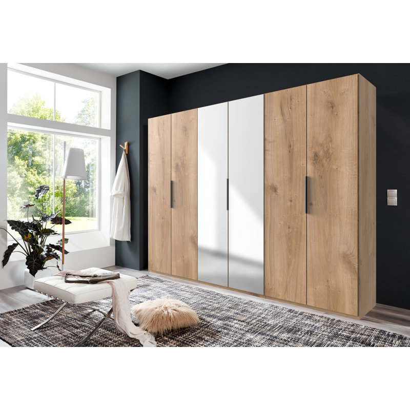Guardino 6 Door Wardrobe, 216cm H x 300cm W x 58cm D, Plank Oak