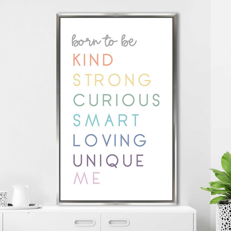 «Born to be me» par Anna Quach - impression, Cadre flottant argent, H 43,5 po x l 27,5 po x P 2 po