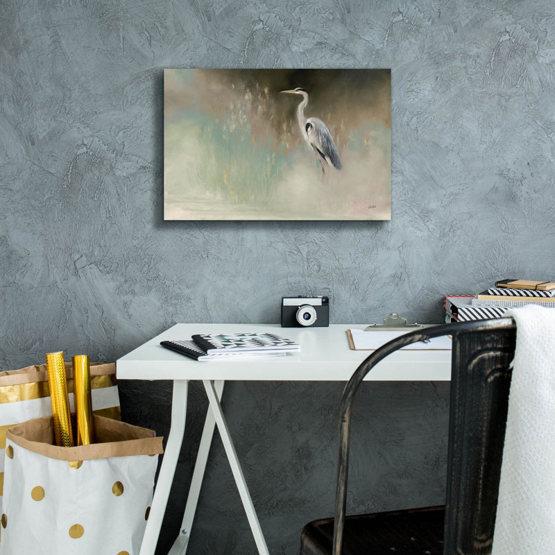 Toile murale Winston Porter «Peaceful Egret Teal C» par Julia Purinton, 40 po x 26 po, H 12 po x l 18 po x P 0,75 po