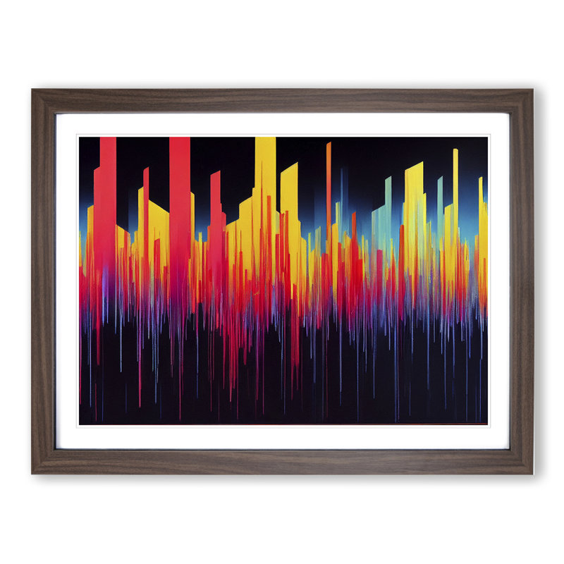 Audio Equalizer Abstract Art Vol.1 - Framed Print, Walnut, 25cm H x 34cm W x 2cm D
