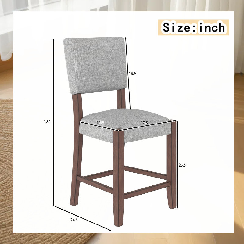 Ensemble de 4 tabourets de bar 40,4 po Mid-Century 40,4 po, Gris