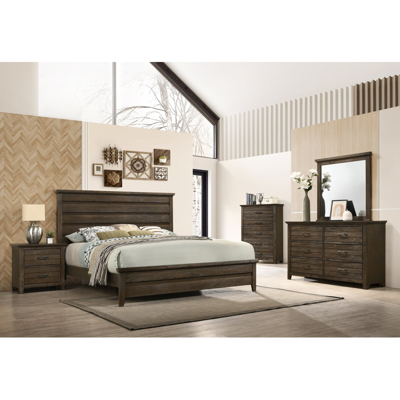 Ensemble de chambre configurable avec lit à panneaux 6 pièces Tilford
