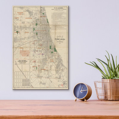 Art mural épique «Chicago 1889 Map» par Wild Apple Portfolio, 12 po x 16 po