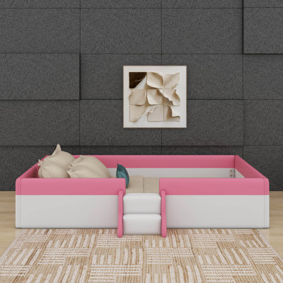 Upholstered Daybed Frame With Fence And Stairs