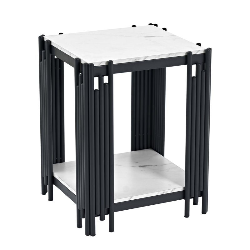 Table de bout carrée 15,75 po White, Noir