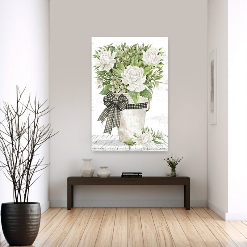 Farmhouse Roses, art contemporain abstrait rustique, H 60 po x l 40 po