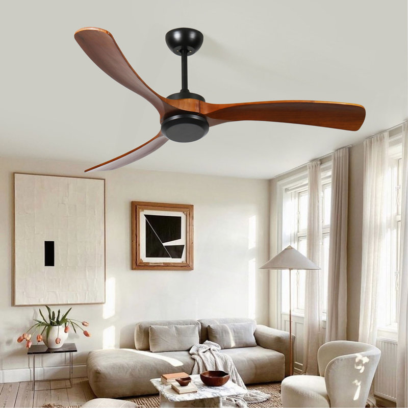 Ventilateur de plafond 72 pouces en bois sans lumière avec télécommande, ventilateur de plafond à profil bas sans lumière, moteur CC réversible silencieux avec minuterie
