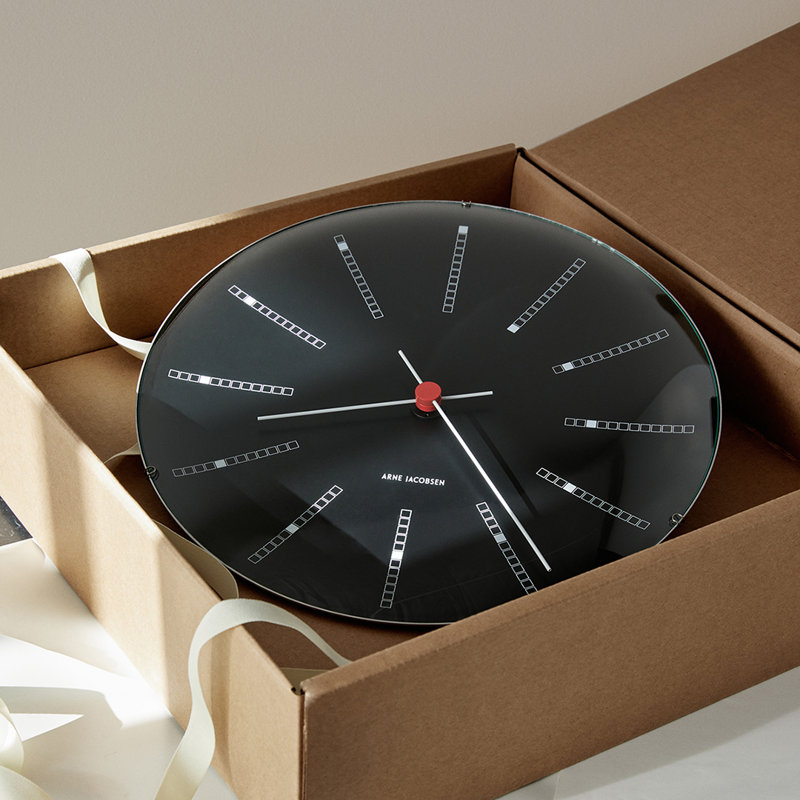 Bankers Wall Clock, Medium, Black/White/Red