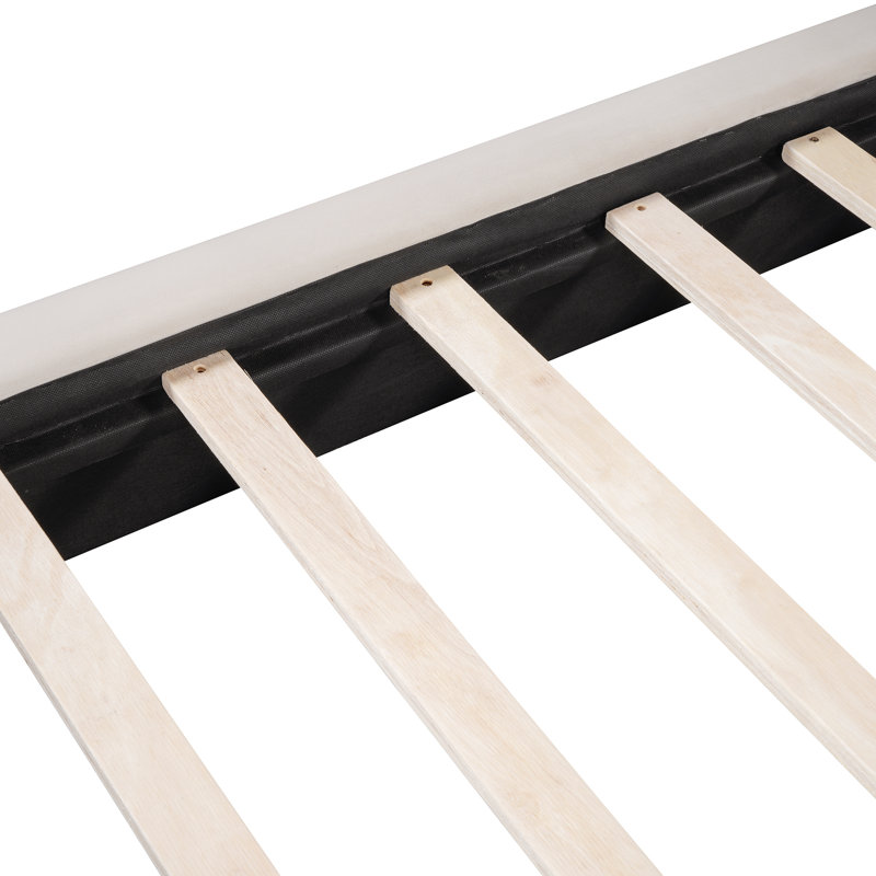 Lit plateforme tapissier avec tête de lit Cloud, Beige