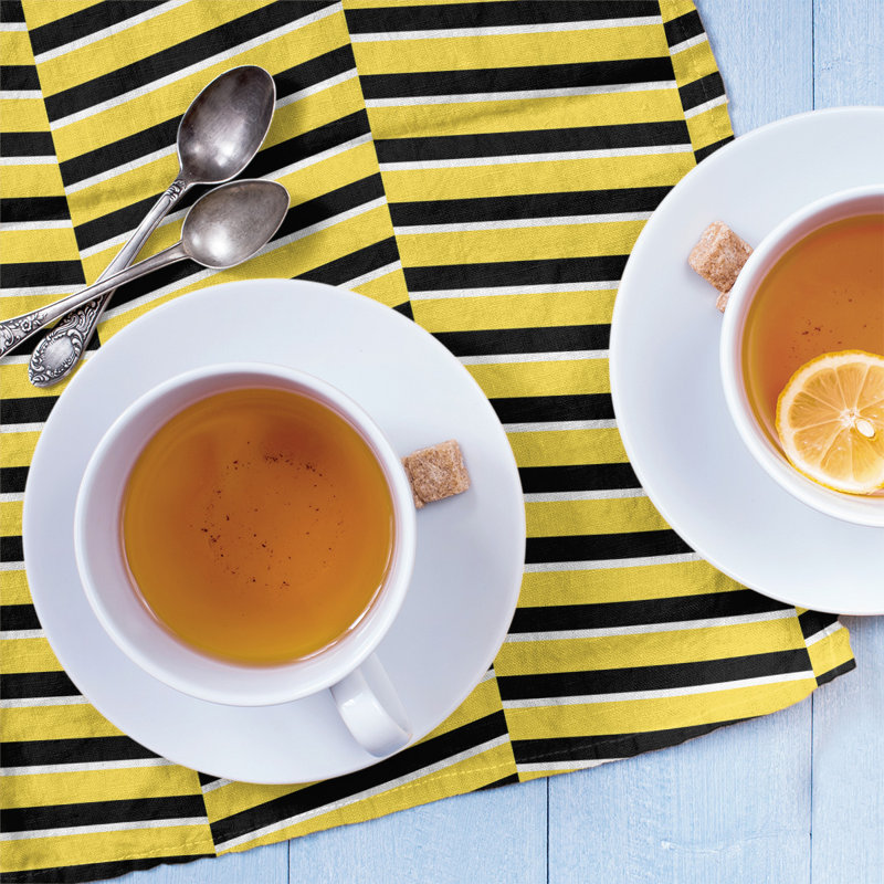 Jaya Tea Towel Kitchen Towel, Yellow/Black, Poly Twill