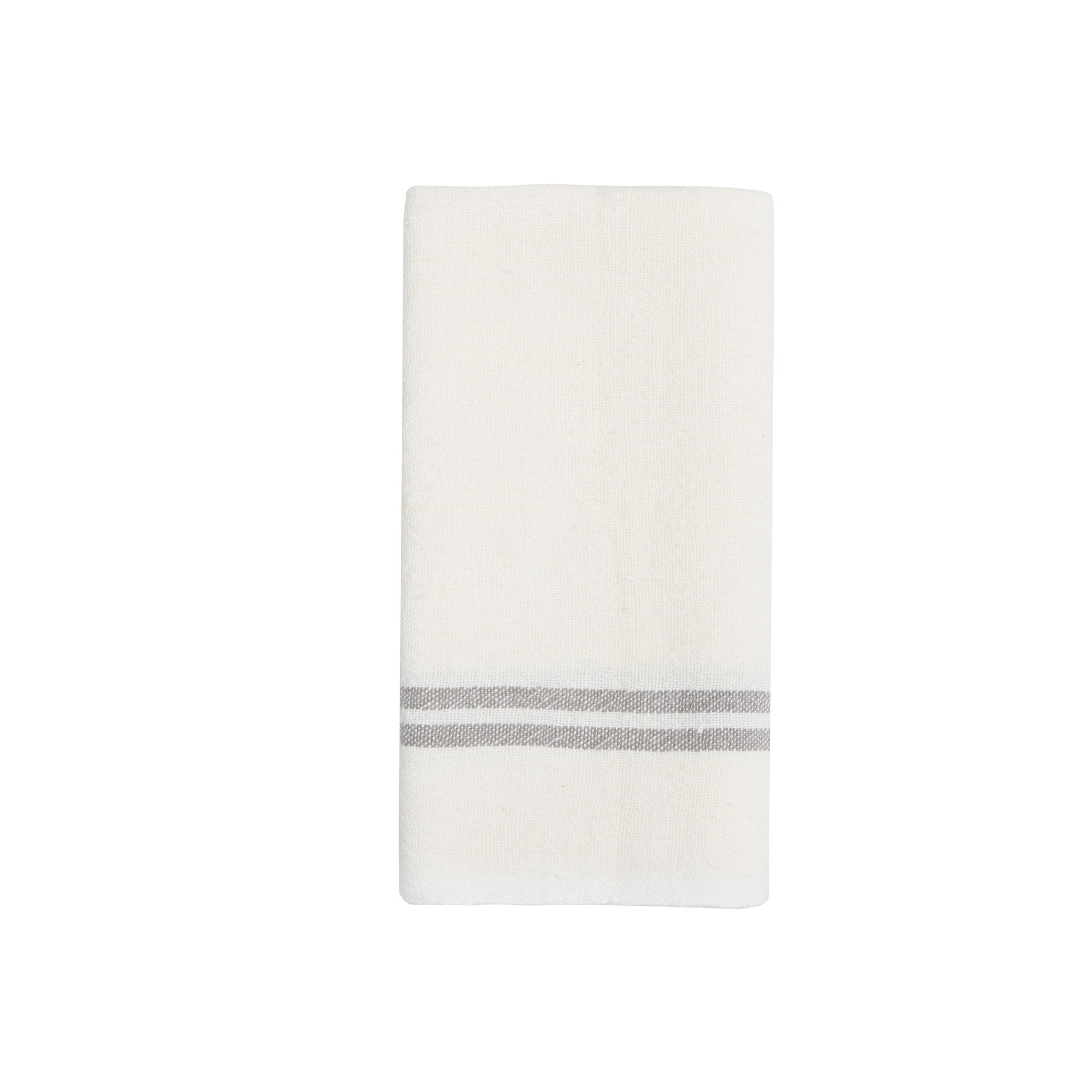 Brookline Stripe Tea Towel Kitchen Towel, Ivory/Grey