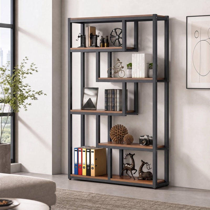 Elex Geometric Bookcase, Brown