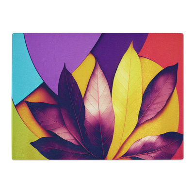 Modern Leaves Abstract  Glass Chopping Board