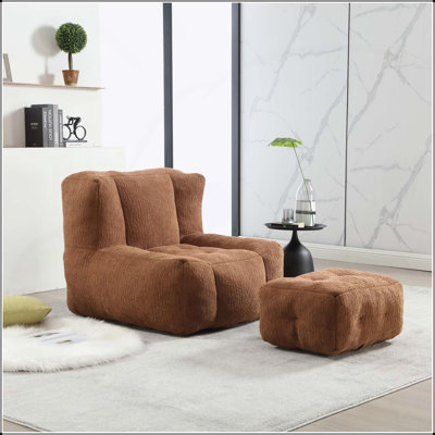 Fauteuil à billes Fluffy avec Rupert et repose-pieds, confortable et de soutien pour les adultes, idéal pour le salon et la chambre à coucher