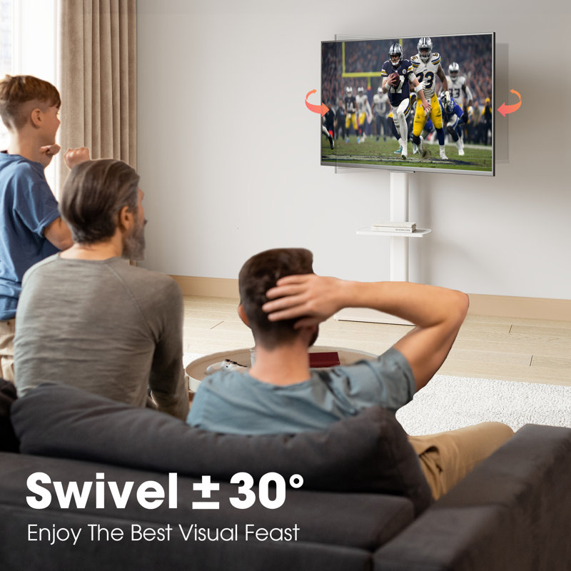Modern Floor TV Stand For 32'' To 70'' TVs With One Shelf, White