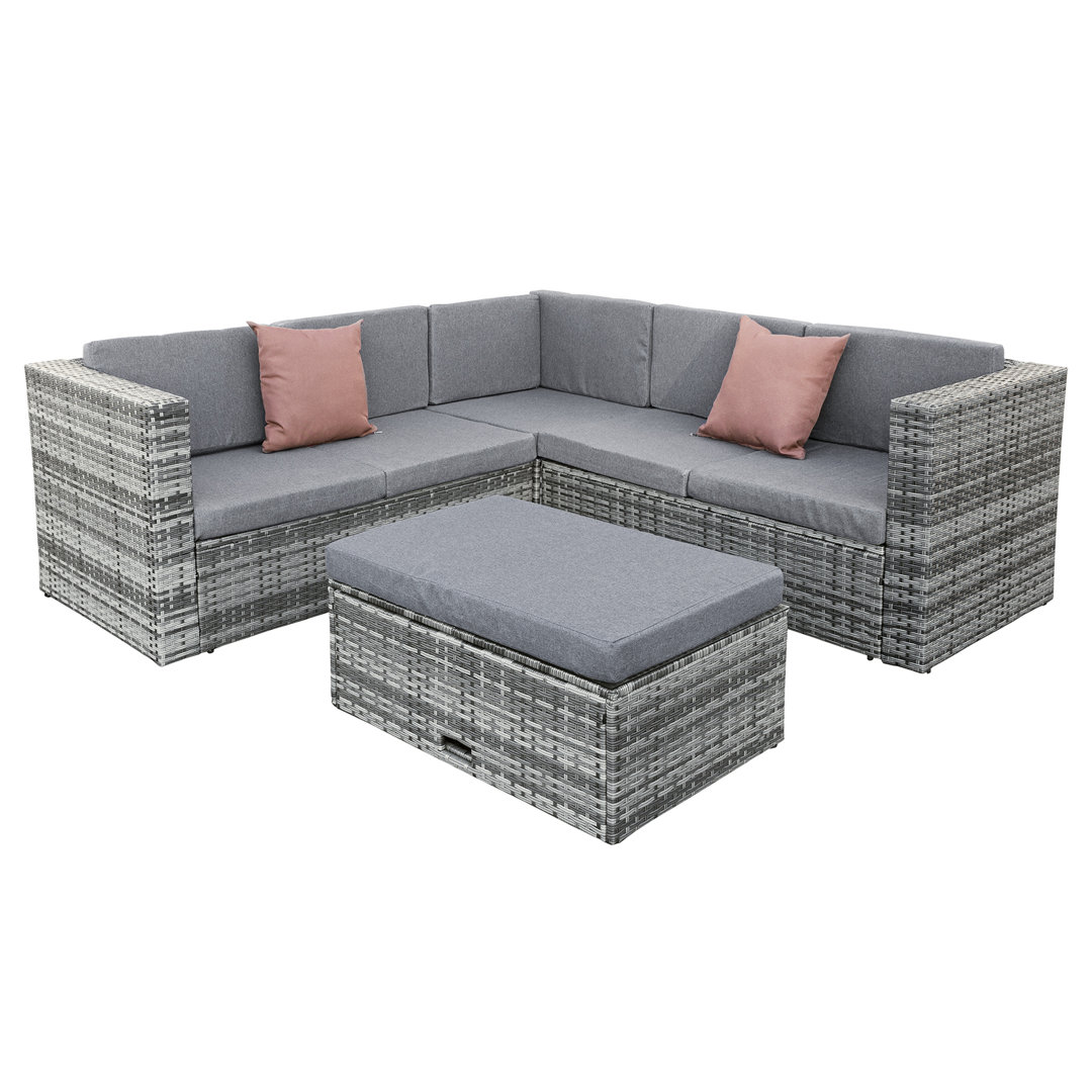 5-Sitzer Lounge-Set Hampton aus Rattan