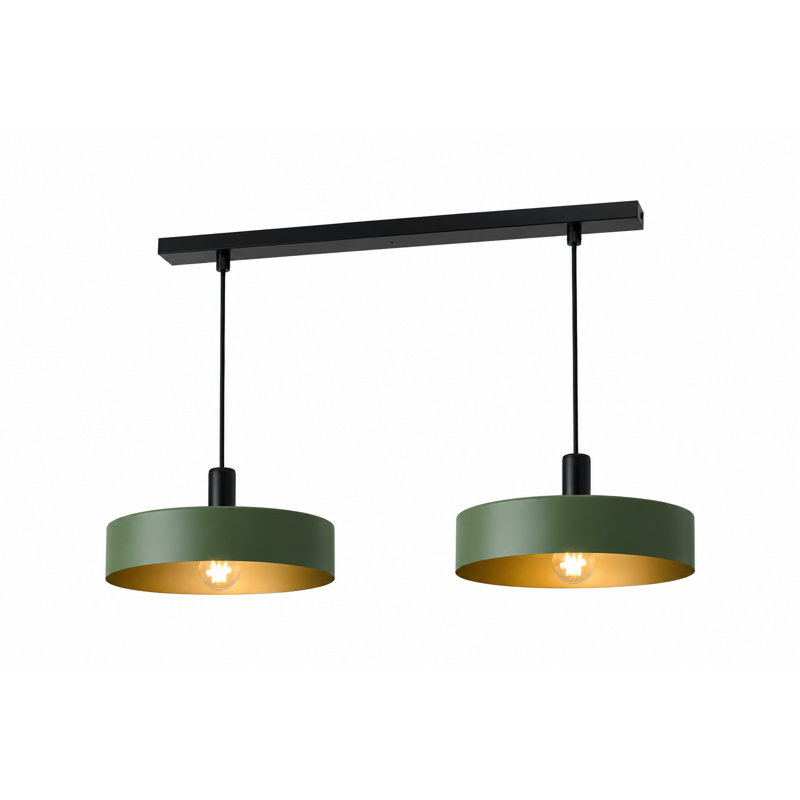 Bhavi 2 - Light Drum Pendant, Green, Khaki Gold