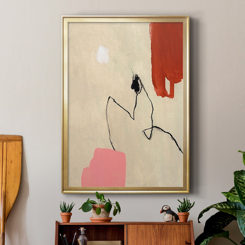«Terra Rosa Abstract II», reproduction encadrée de qualité supérieure - prête à être accrochée, Encadrement doré