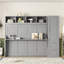 Grand lit escamotable mural avec placard et tiroirs, gris-1320793707-1320793702
