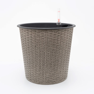 13 In.Gray Wicker Self-Watering Planter
