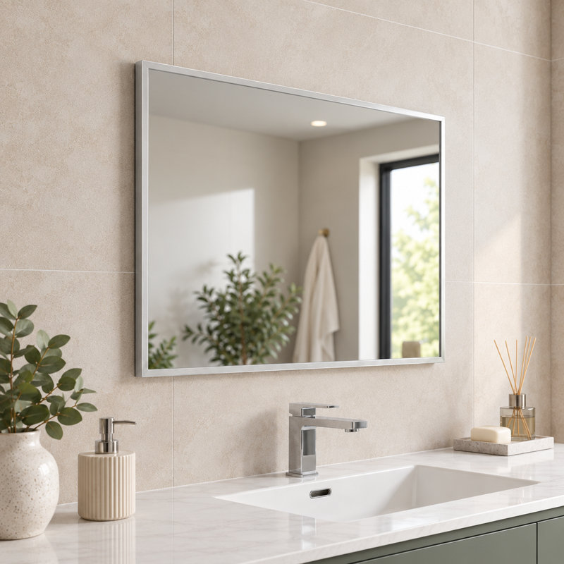 Metal Flat Wall Mirror, 70 cm H x 80 cm W