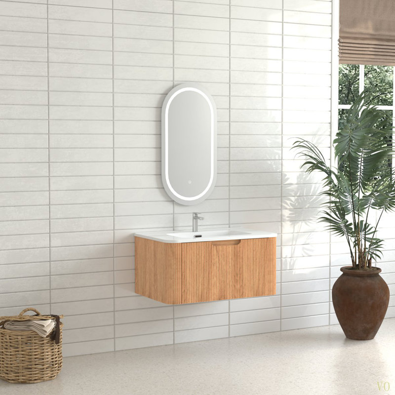 Armoire de salle de bain murale flottante en bois massif 30 po